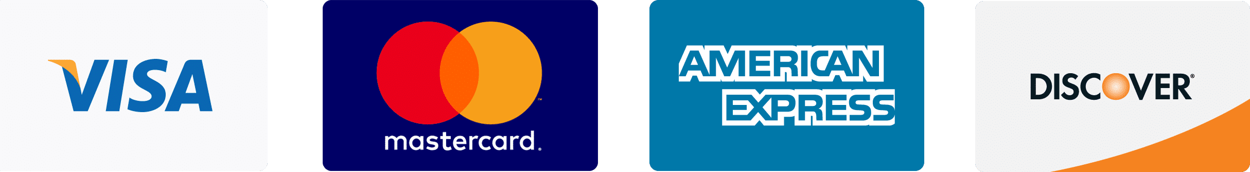 Accepted Credit Cards: Visa, Master Card, American Express, Discover