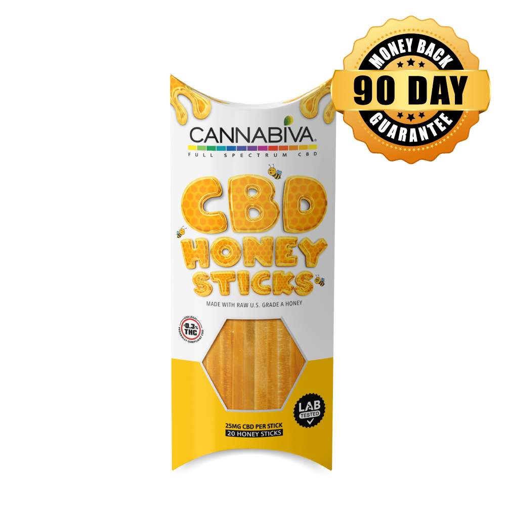Buy 25 mg Full Spectrum CBD Honey Sticks 1-box package Buy a 1-box package of Cannabiva Full Spectrum CBD Honey Sticks, featuring 20 honey sticks with 25 mg of CBD per stick