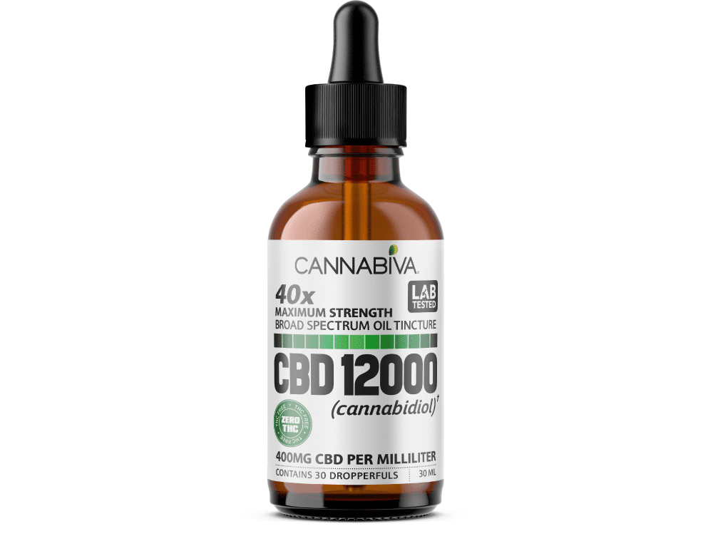 Cannabiva 12,000 mg Broad Spectrum CBD Oil Tincture is third-party lab-tested by ISO-accredited labs.