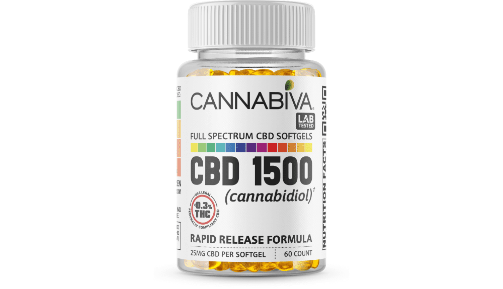 Cannabiva 1500 mg Full Spectrum CBD Softgels are third-party lab-tested by ISO-accredited labs.