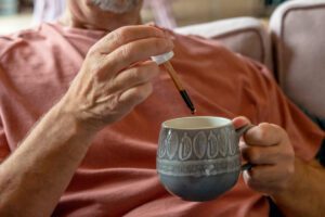 50s-man-microdoses-CBD-into-morning-tea