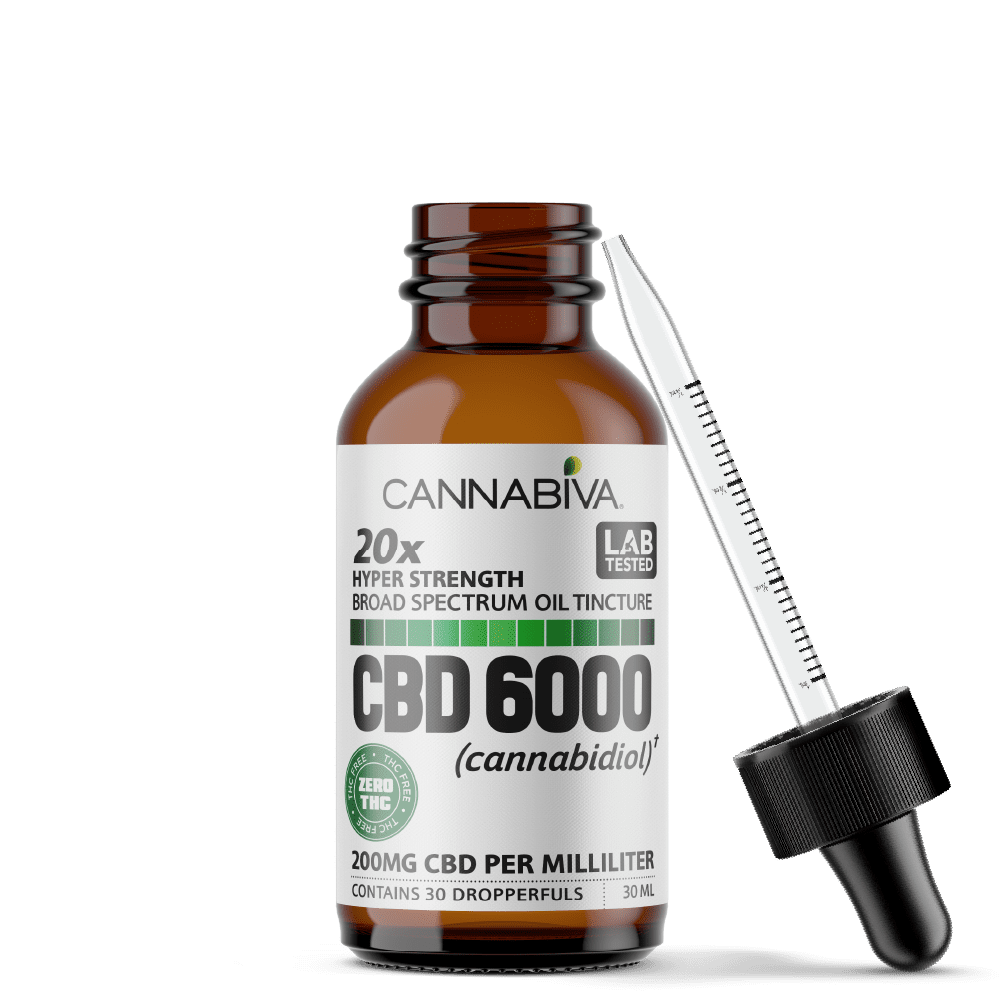 Cannabiva 6000MG Broad Spectrum CBD Oil Tincture With Dropper - Hyper Strength