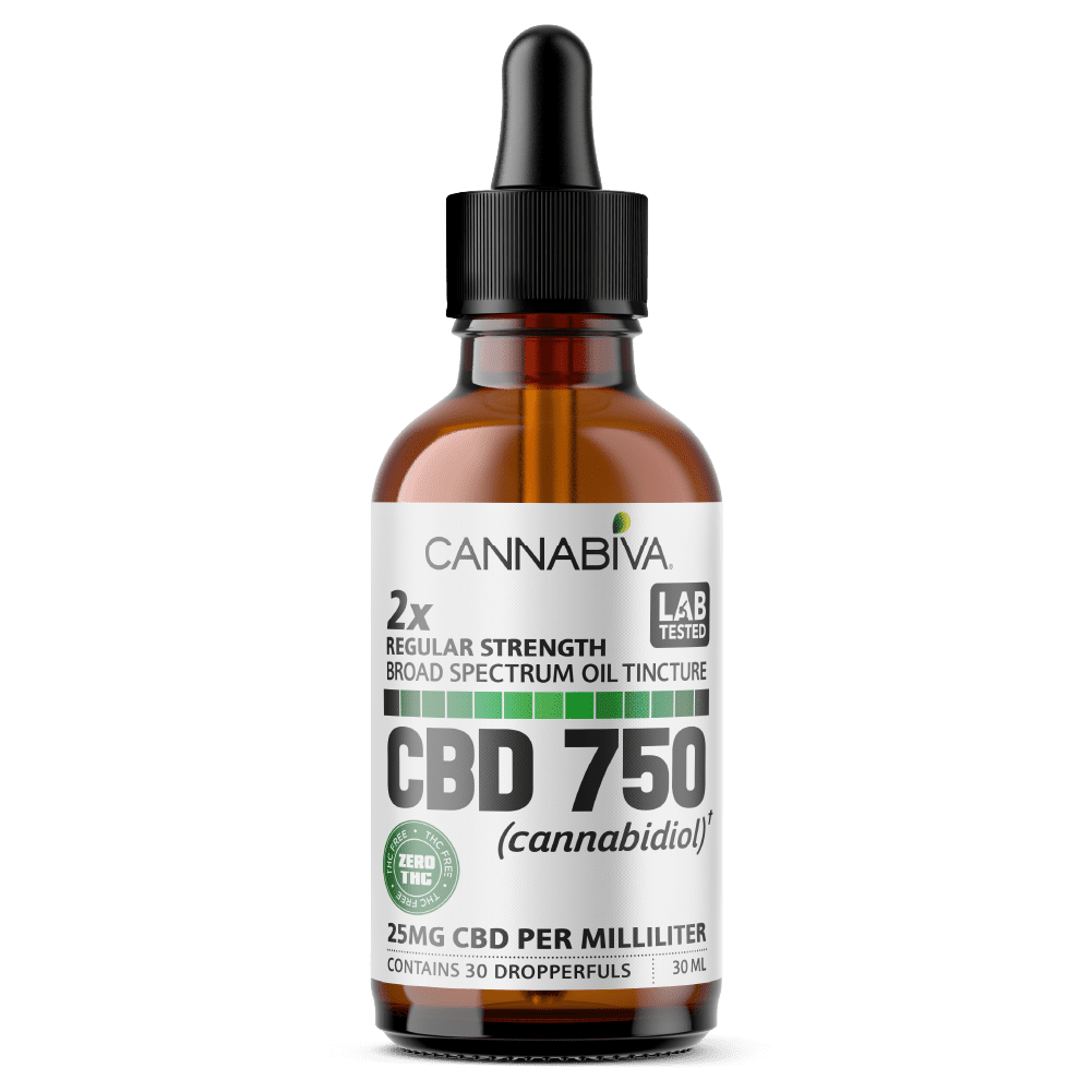 Cannabiva 750MG Broad Spectrum CBD Oil Tincture - Regular Strength - Wholesale