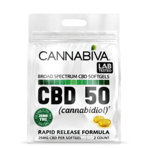 Cannabiva 50MG Broad Spectrum CBD Oil Softgel Capsule Supplement Pill - Wholesale