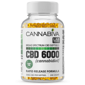 Cannabiva 6000mg Broad Spectrum CBD Oil Softgel Capsule Supplement Pill - Wholesale
