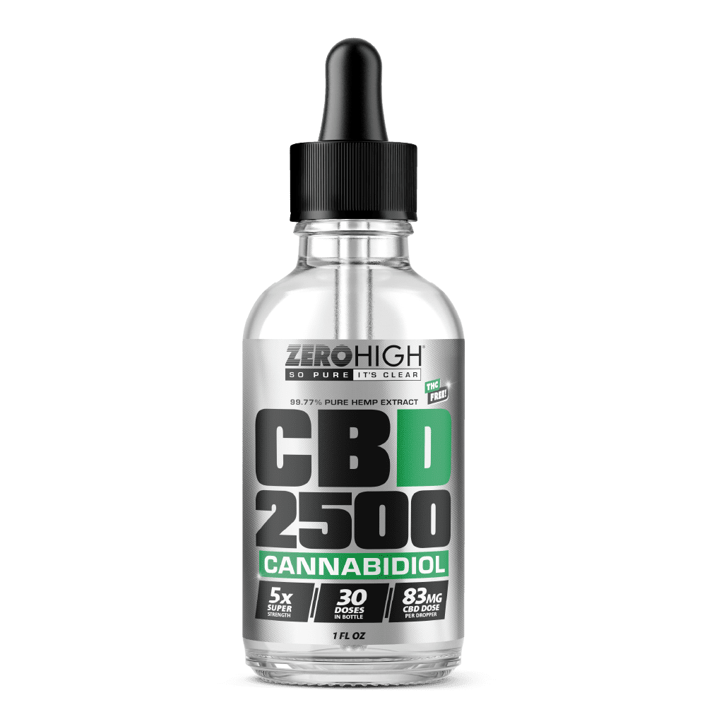 Zero High 2500MG Pure Isolate CBD Oil with No THC - Wholesale