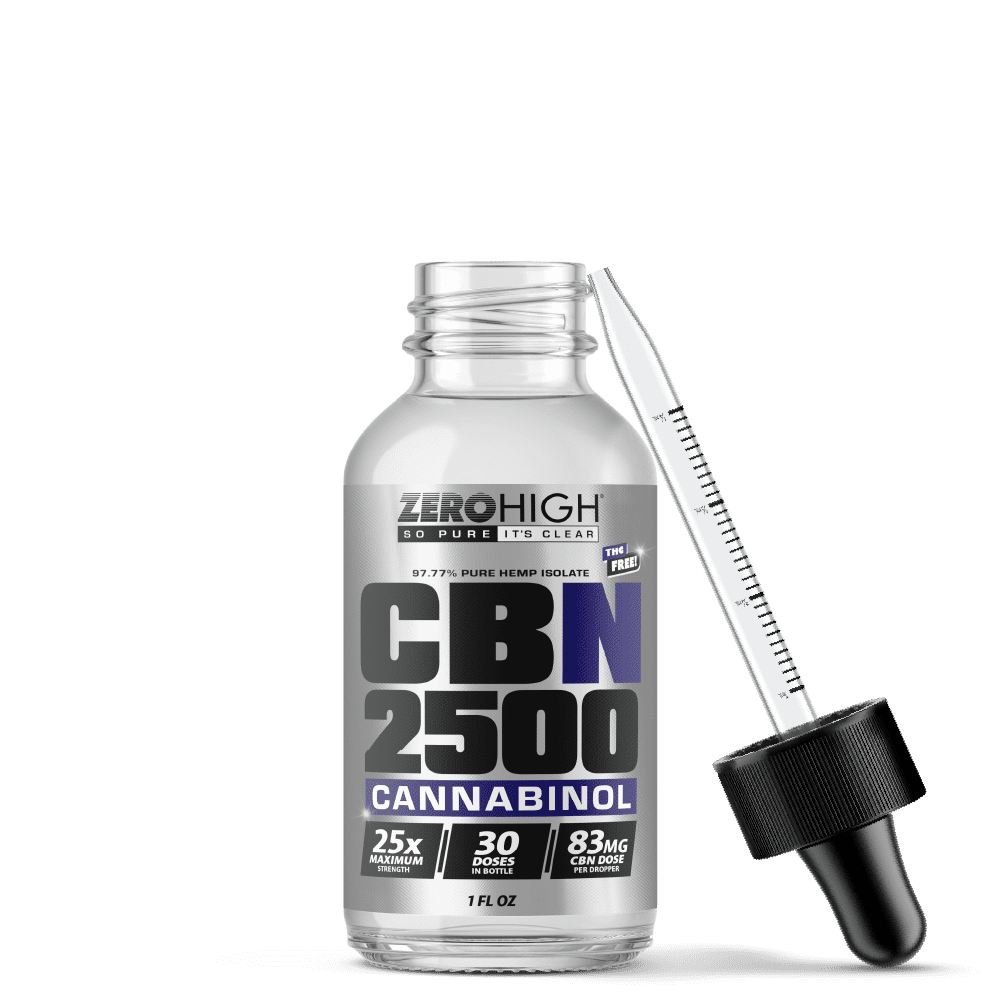 Zero High 2500MG Cannabinol CBN Oil Tincture - 25x Strength - Pure Isolate No THC - With Dropper